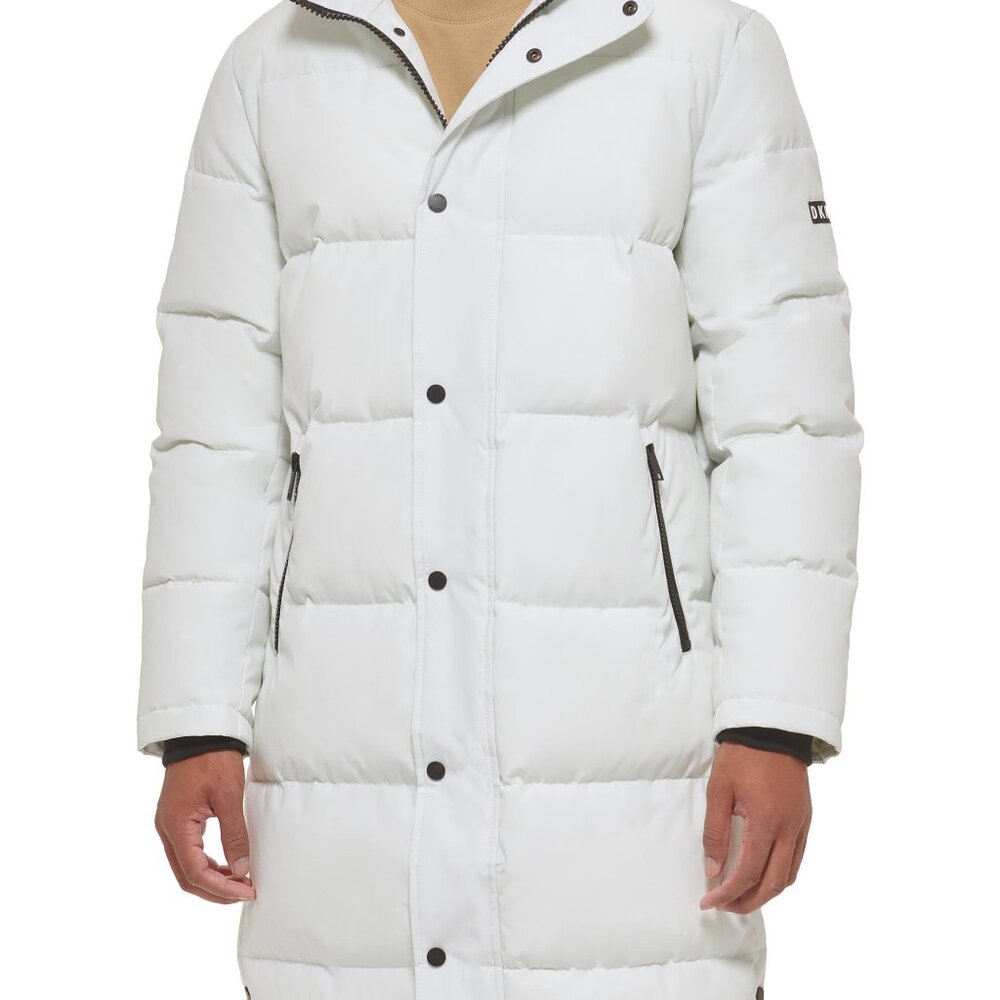 DKNY Men's Ice Arctic Cloth Hooded Long Quilted Parka Jacket Coat Size M